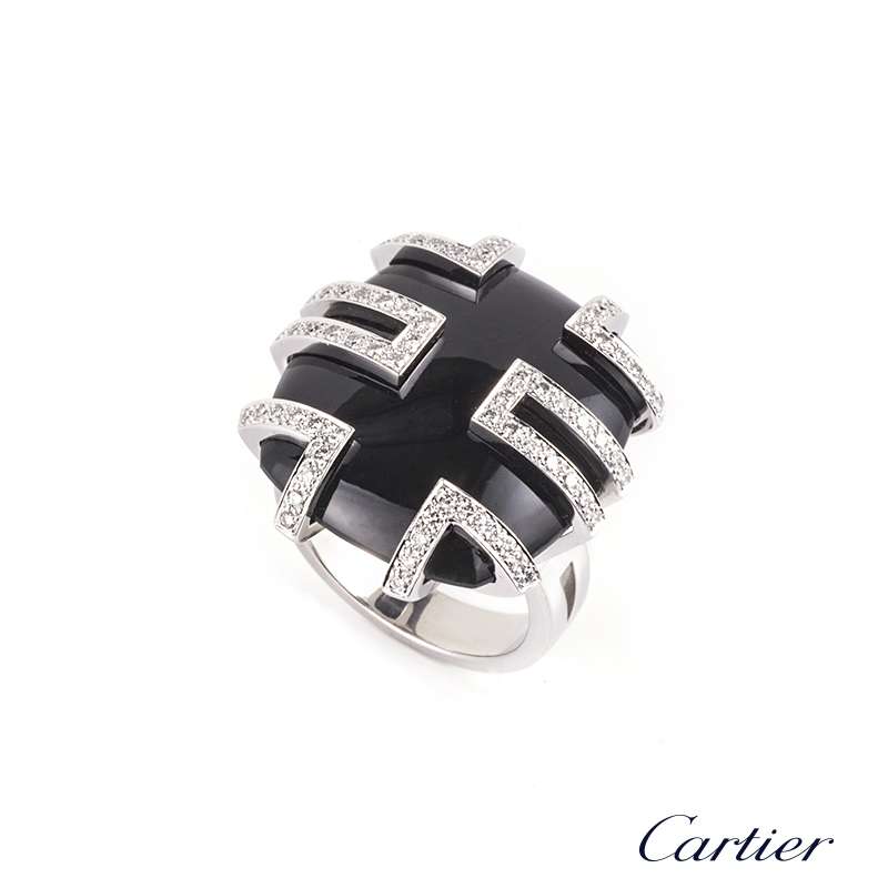 cartier onyx diamond ring